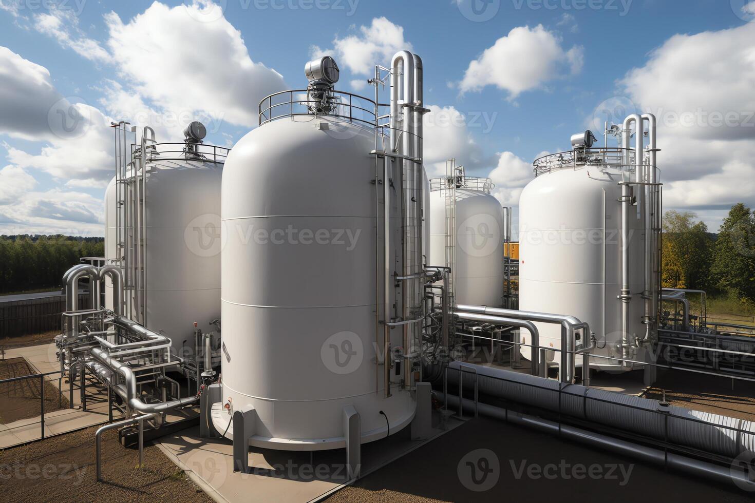 Hydrogen storage and production plant with spherical tanks and BPVC