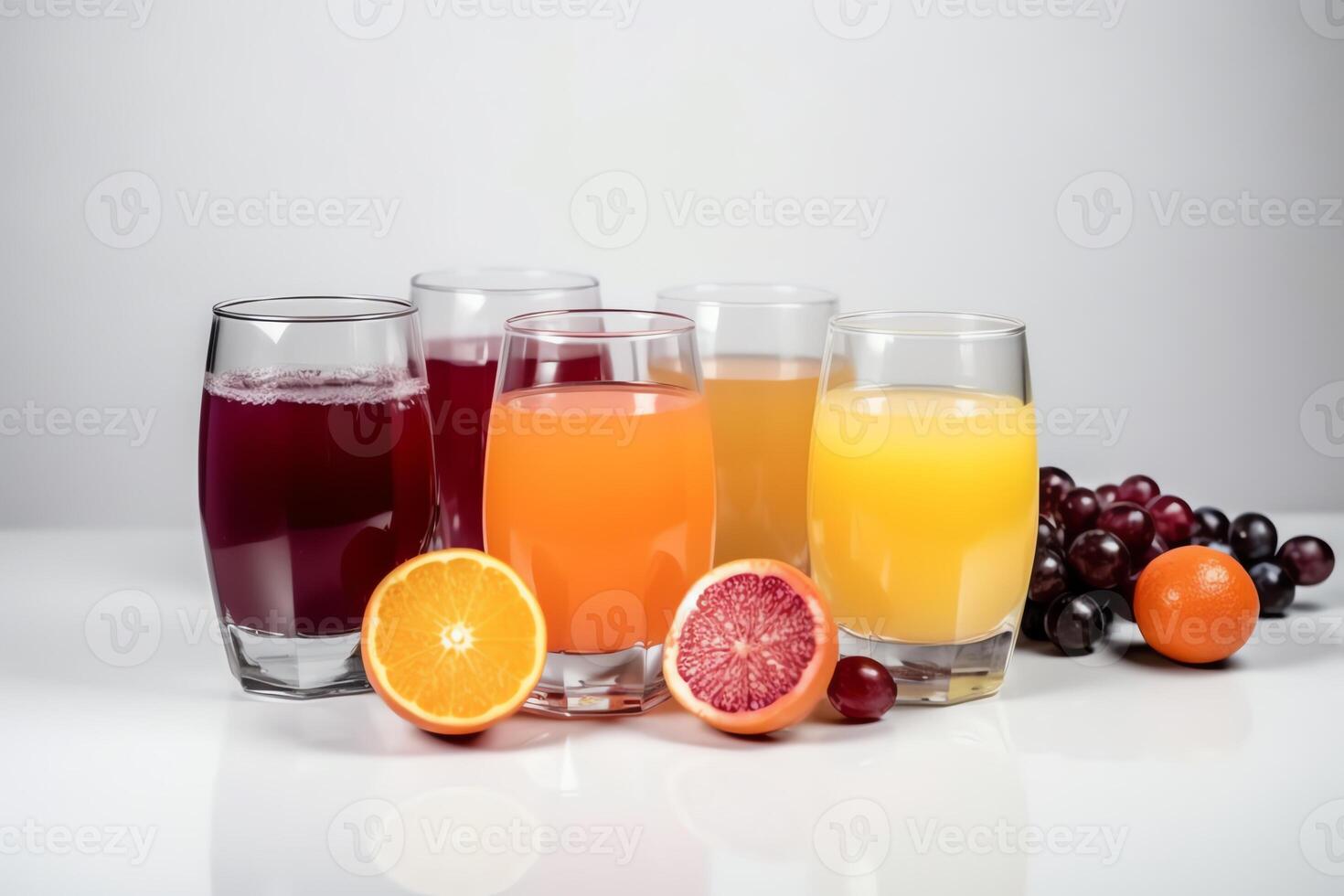 Mixed fruit juice on white background. photo