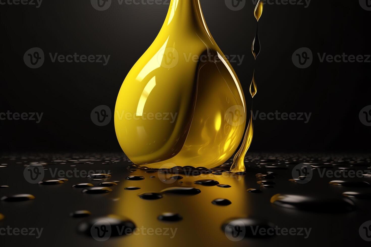 Yellow cosmetic oil drop 3D render. photo