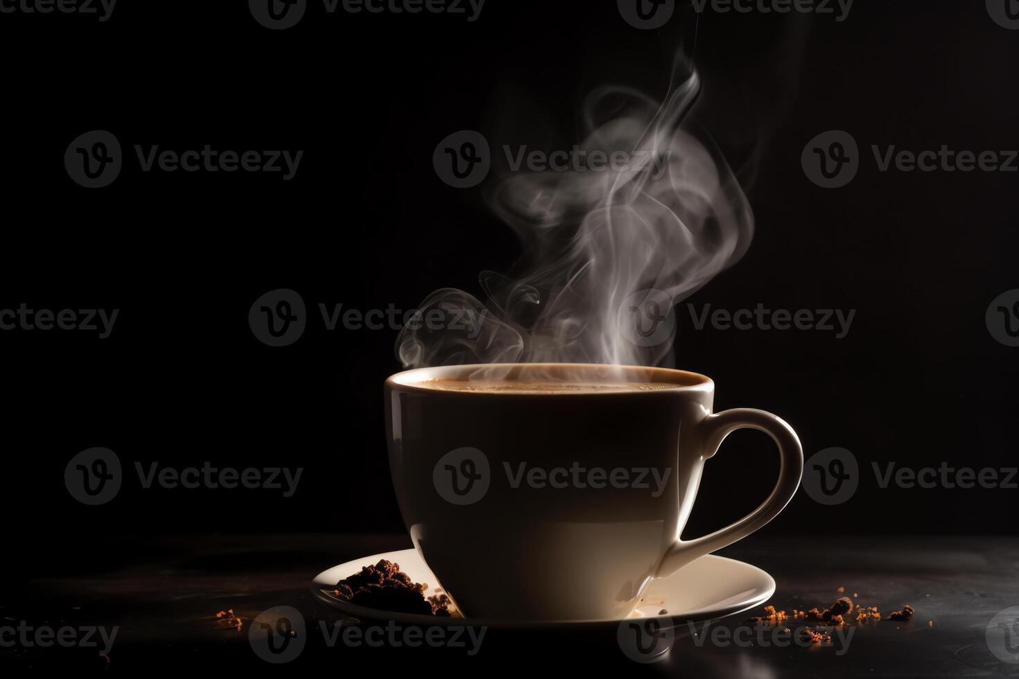 Steaming hot cup of coffee. photo