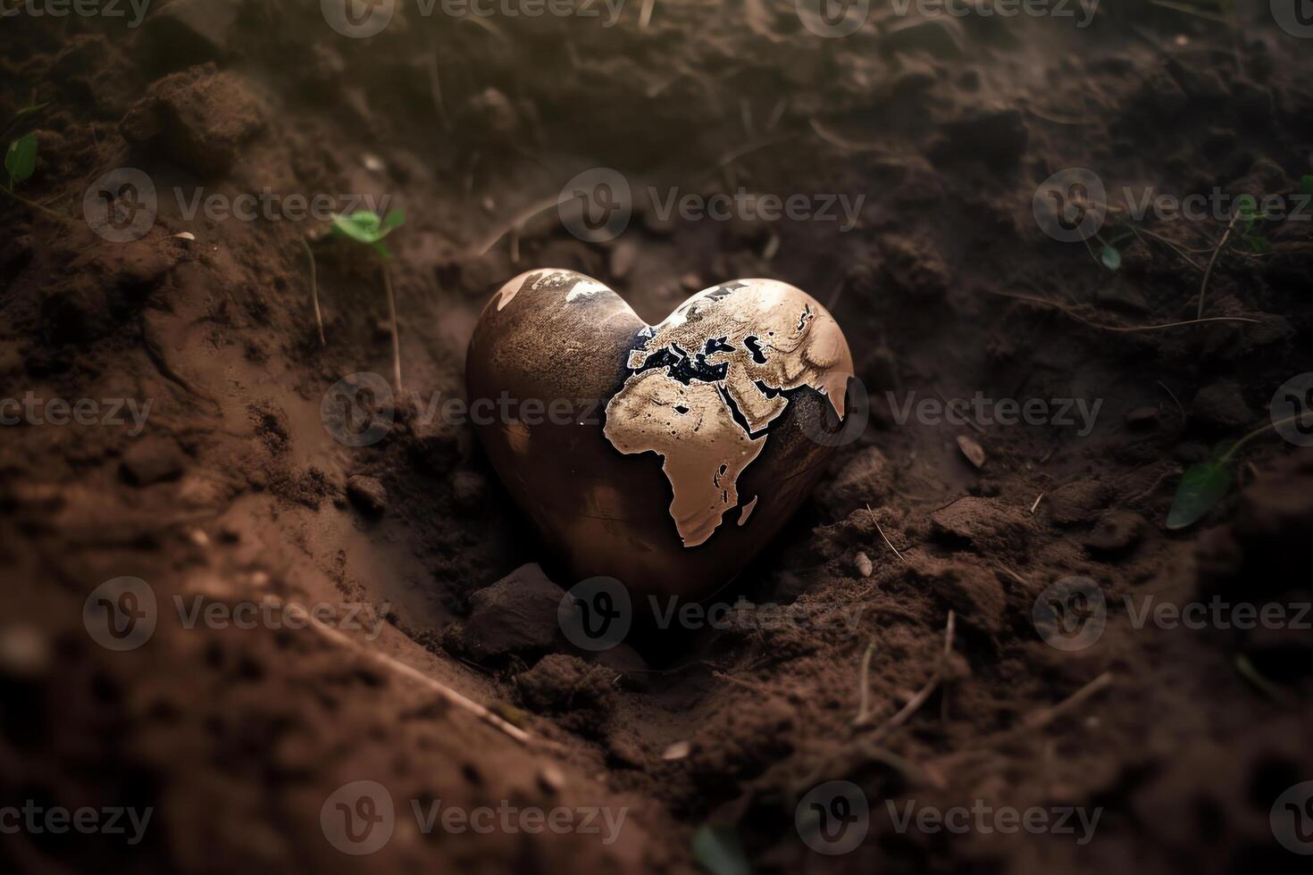 Heart in earth. photo