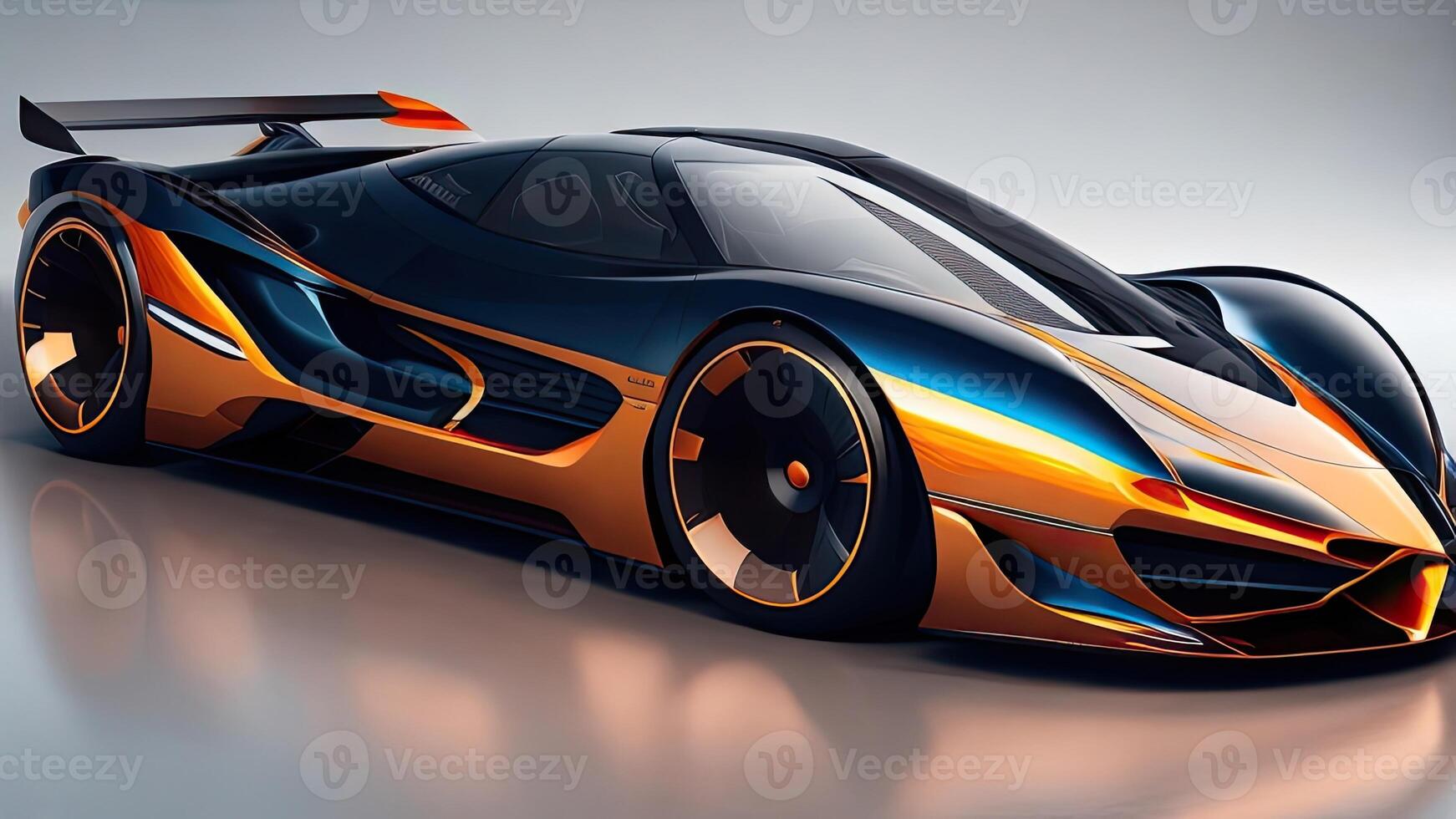 3D rendering of a brand-less generic concept car in studio environment. photo