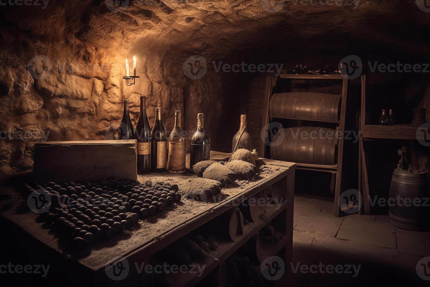 Wine in old cellar. photo