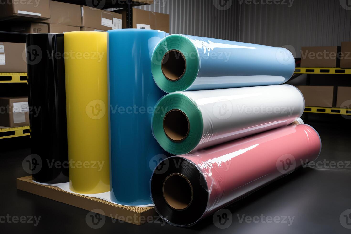 Rolls of rigid PVC films. photo