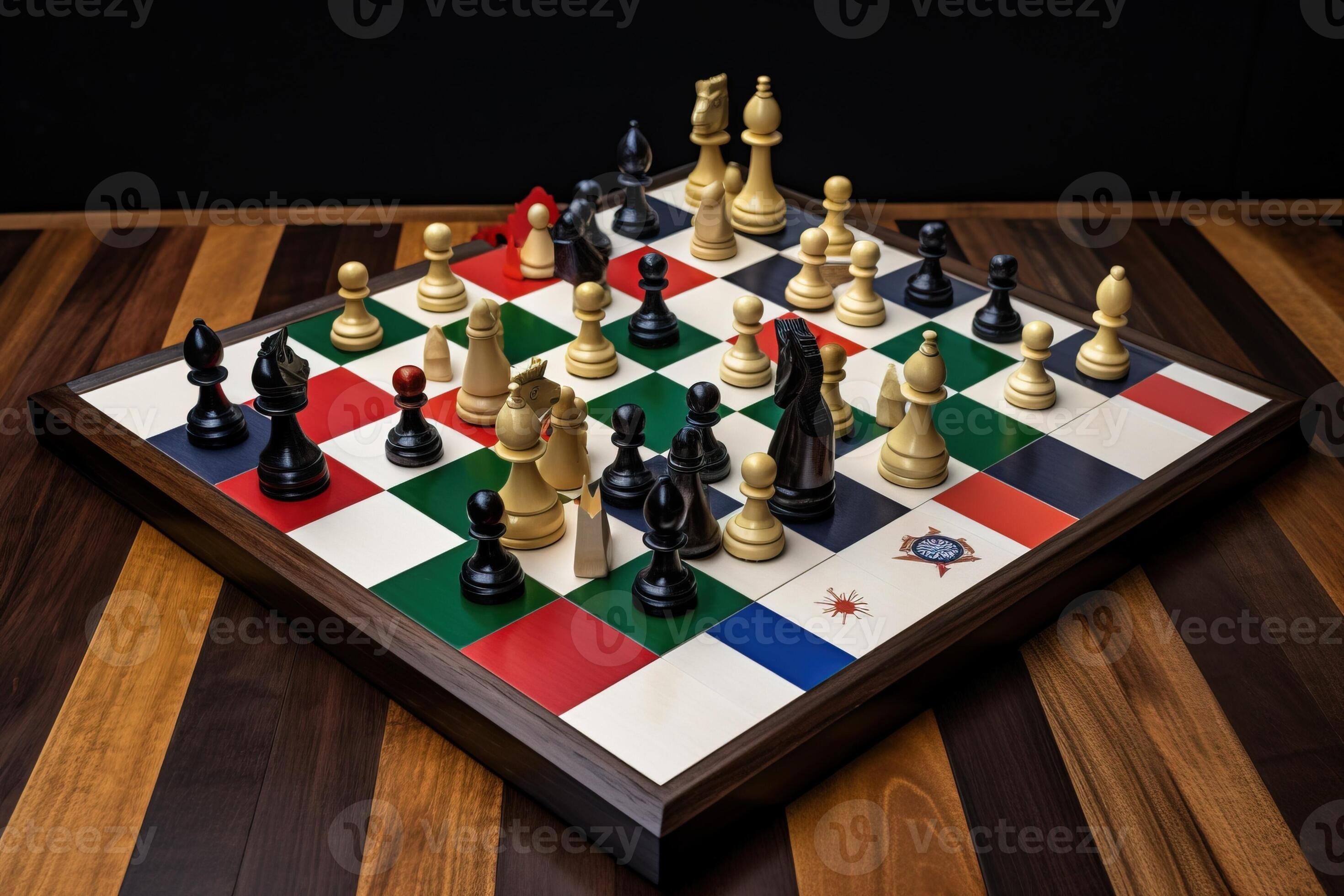 Premium Photo  Play national chess with business compass concept