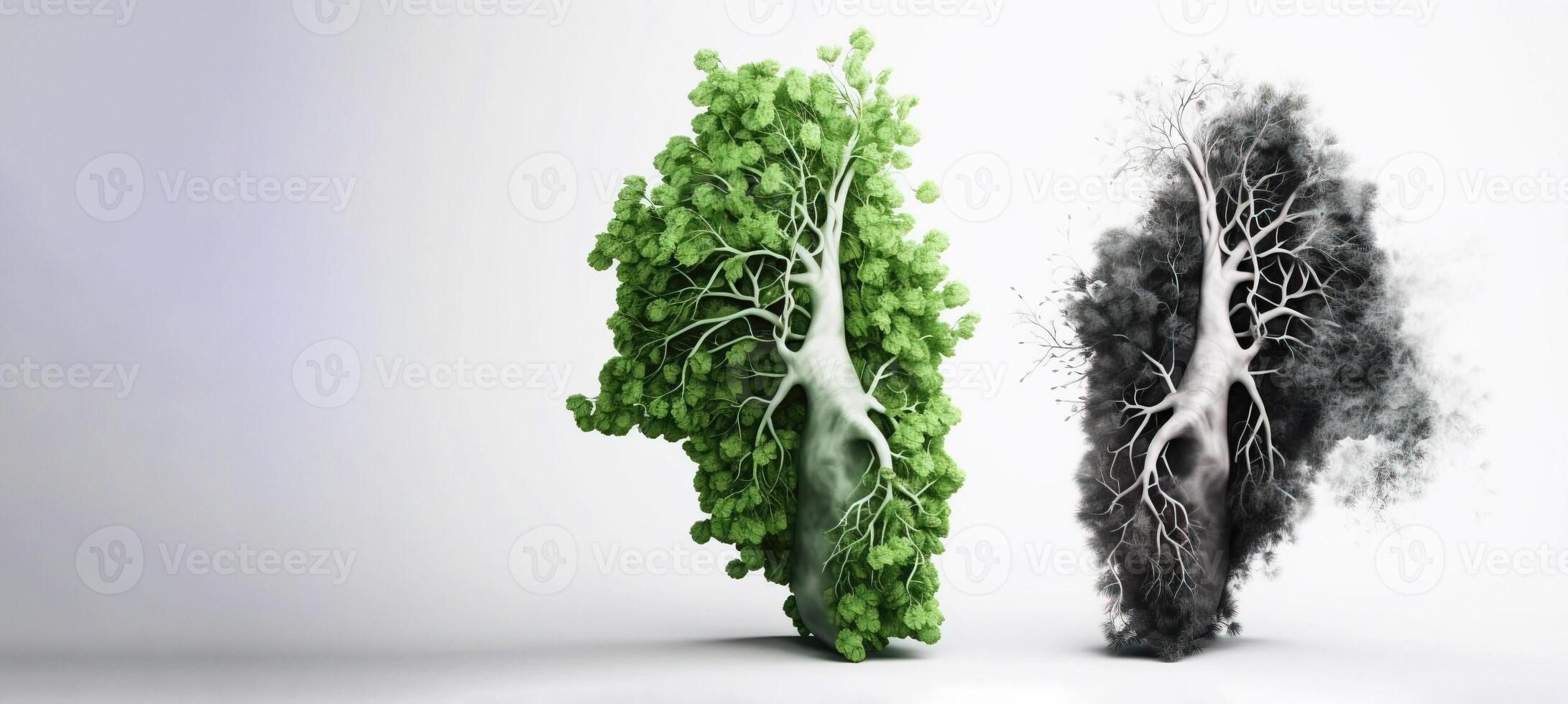 Health Day, the concept of human lungs in the form of grass and trees. . Header banner mockup with space. photo