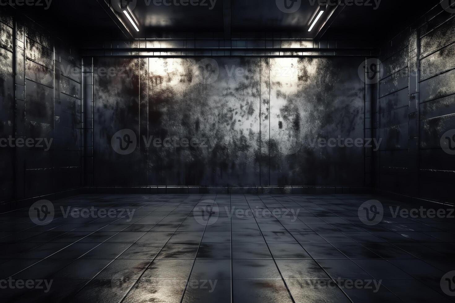 Grunge metallic room background. photo