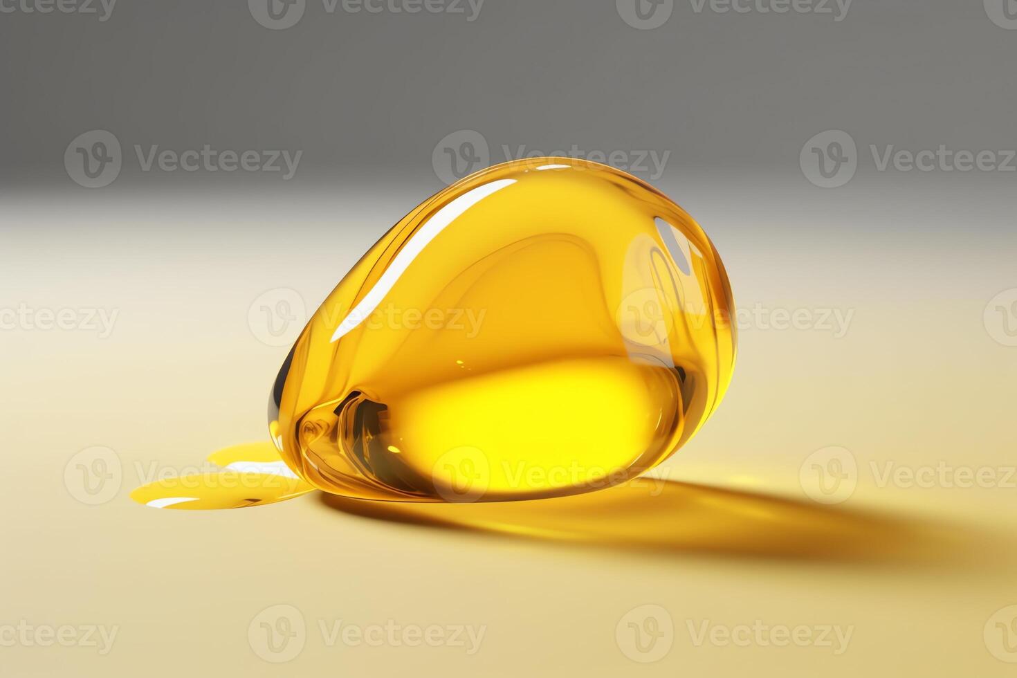 Yellow cosmetic oil drop 3D render. photo