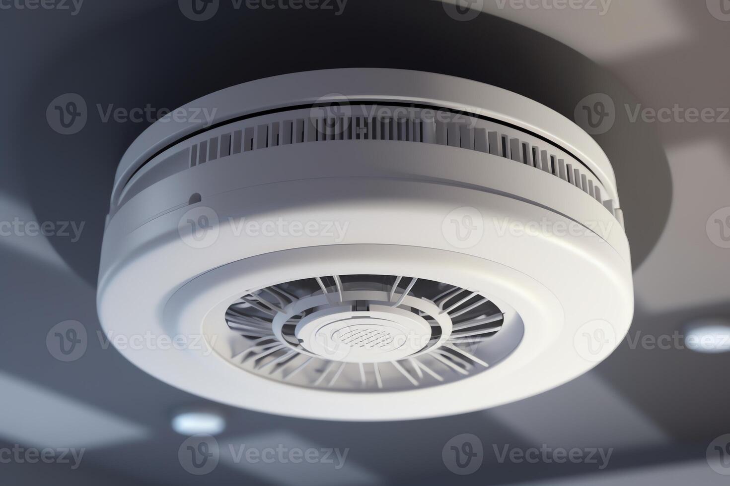 Ceiling smoke detector in 3D illustration. photo