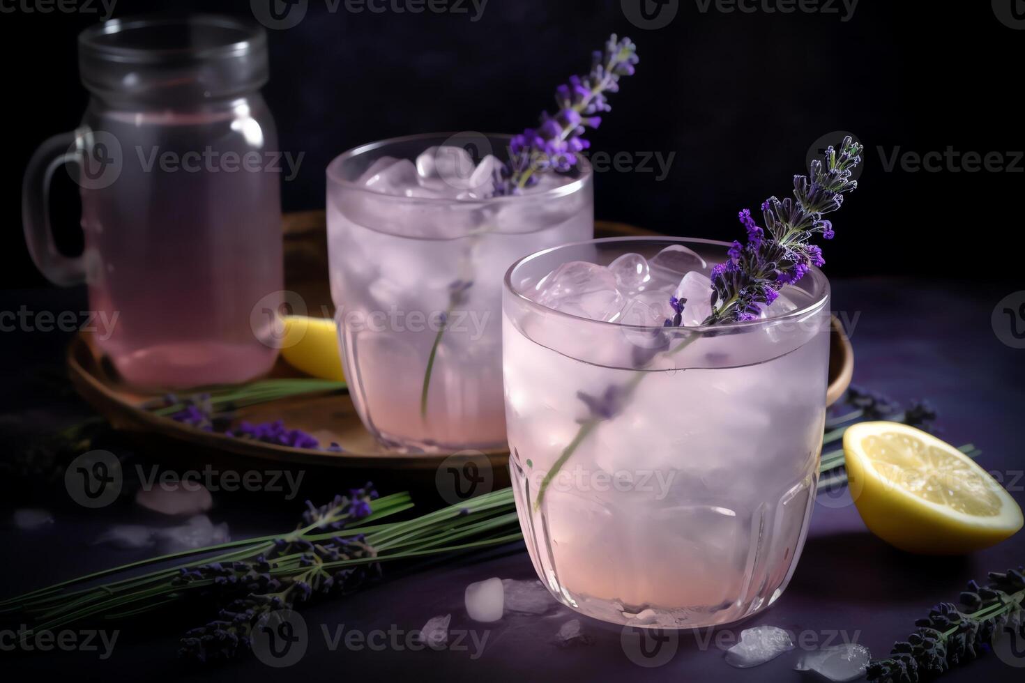 Lavender lemonade with ice. photo