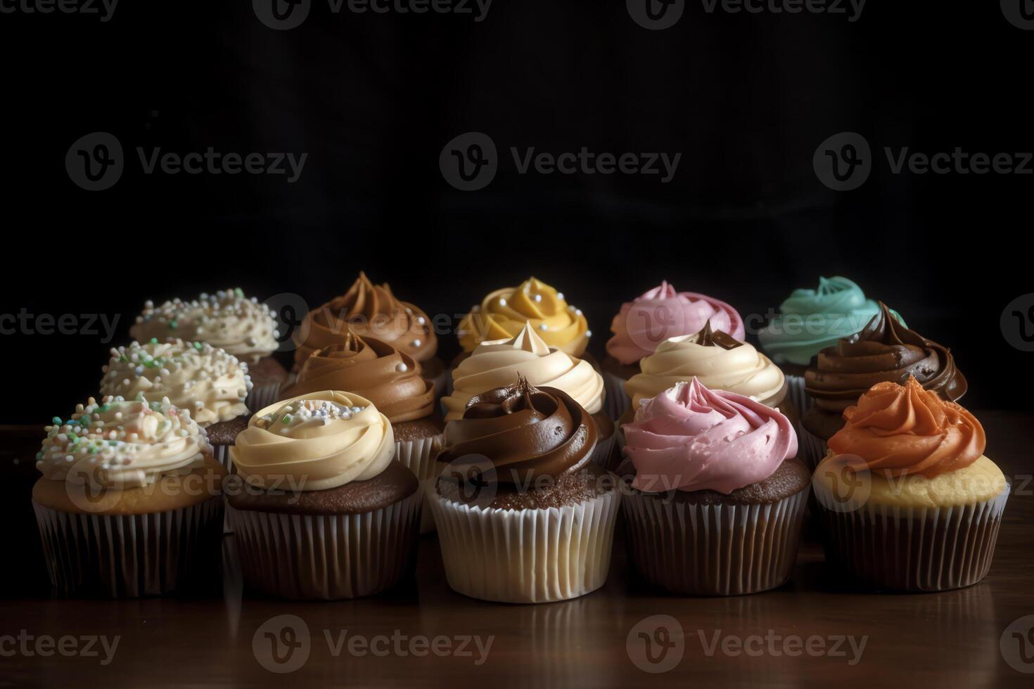 Dozen cupcakes in centered shot. AI Generated 23008181 Stock Photo at