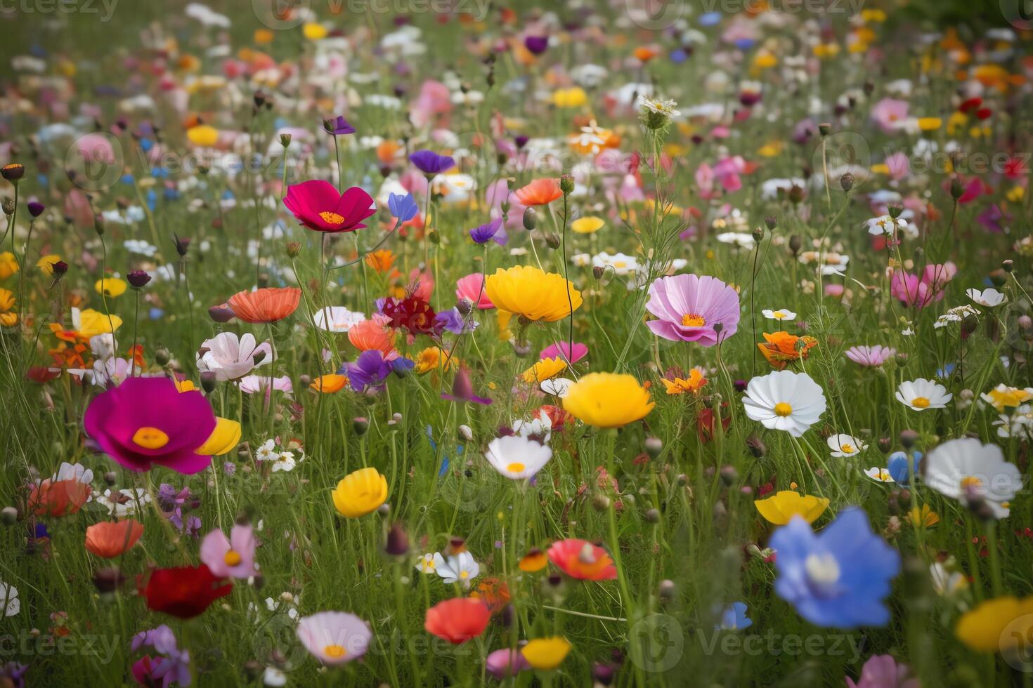 vistoso primavera flor prado. ai generado foto