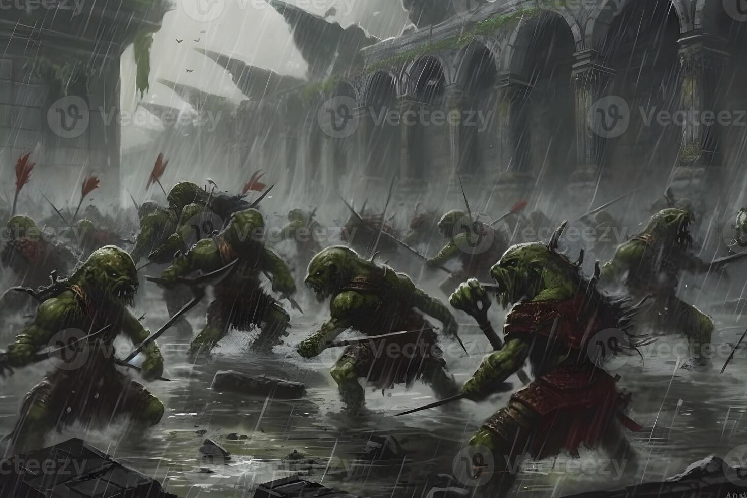 fantasy goblin battle. Neural network photo