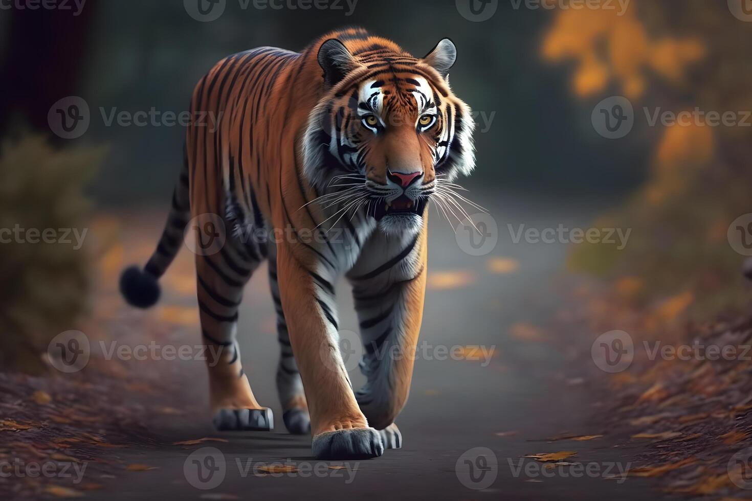 Tiger wild in the jungle. Neural network photo
