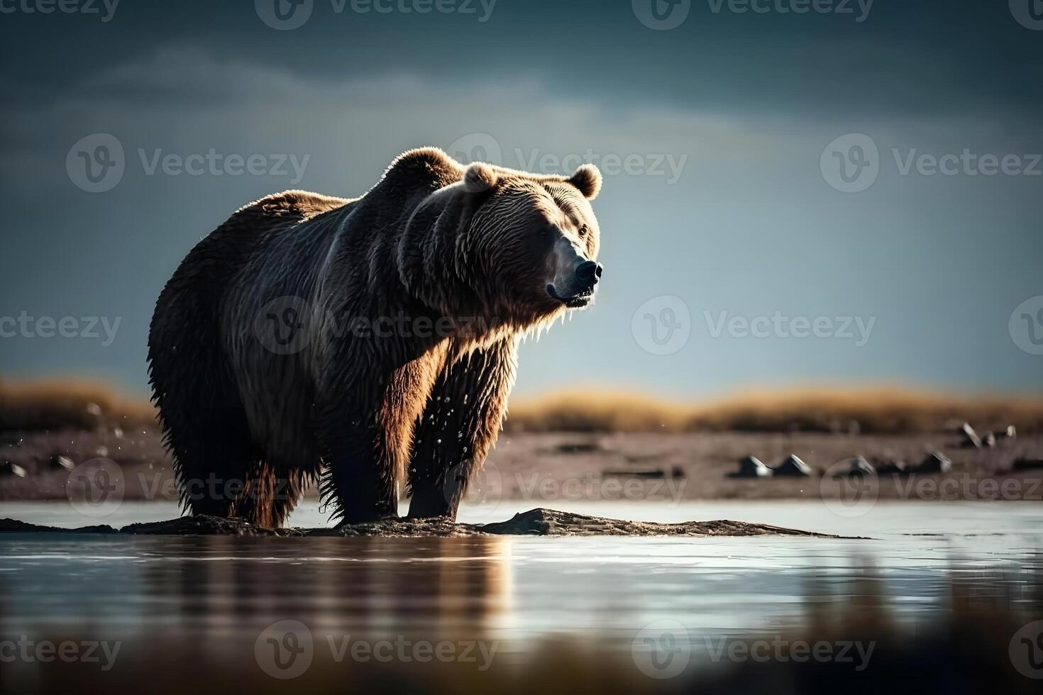 Grizzly bear in the wild. Neural network photo