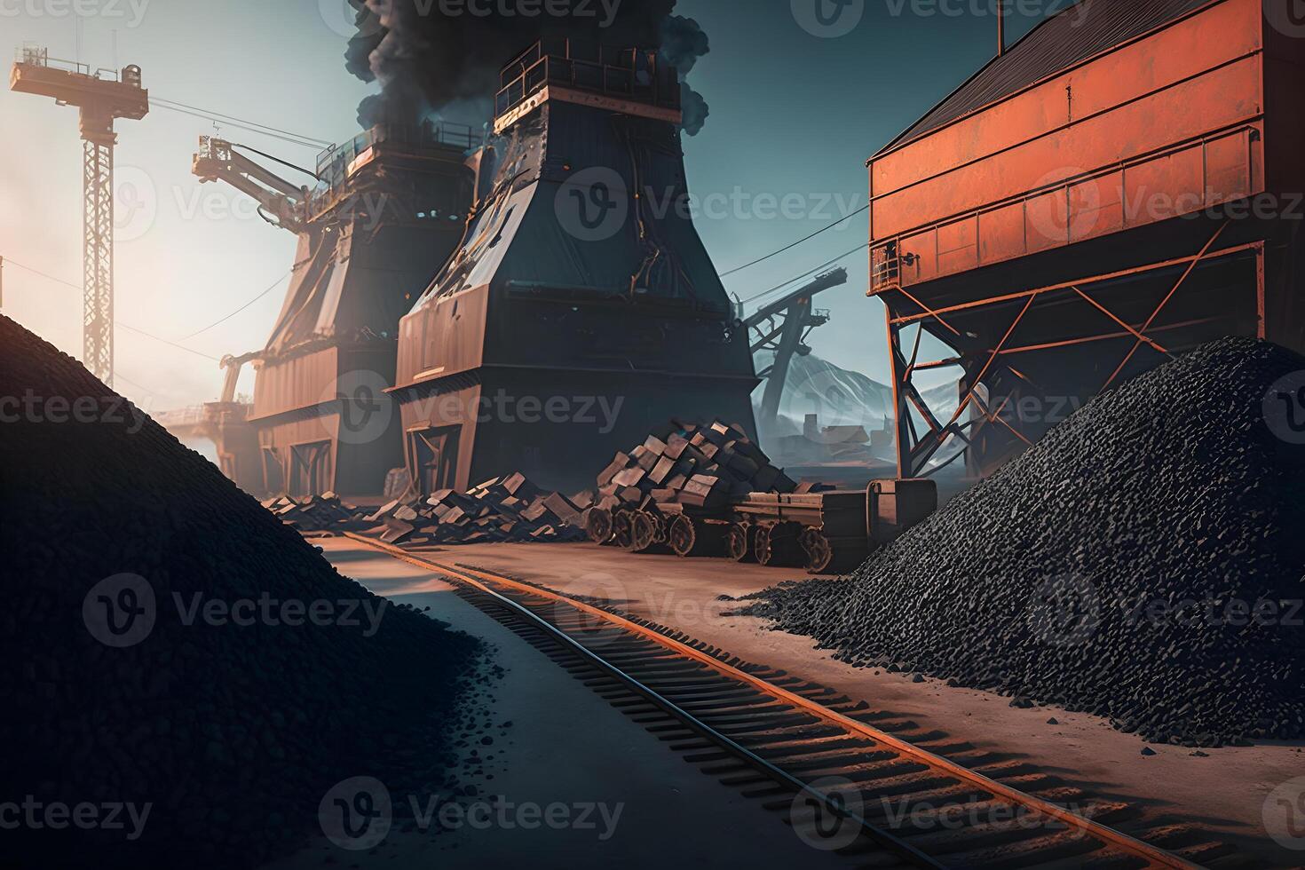 Mining and transportation of coal. Neural network photo