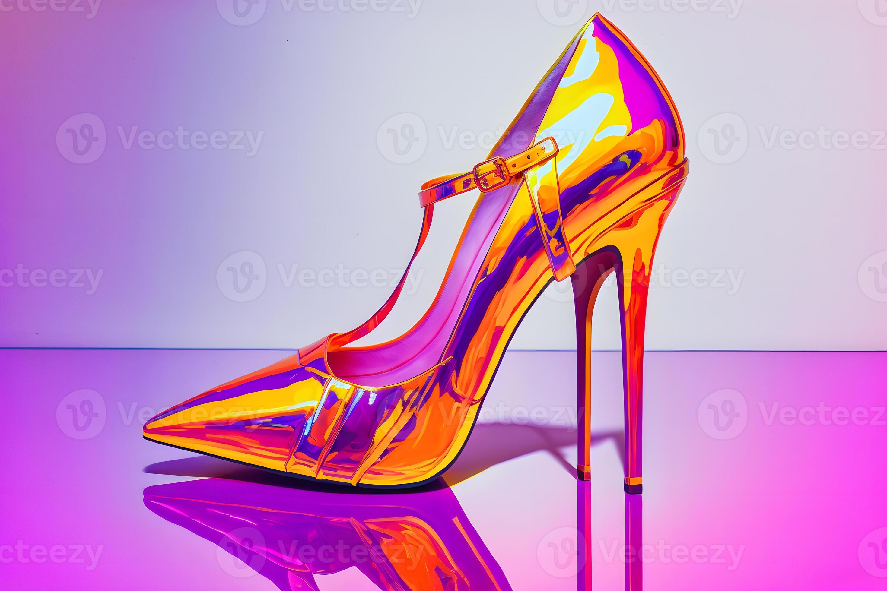 holographic pointed toe heels