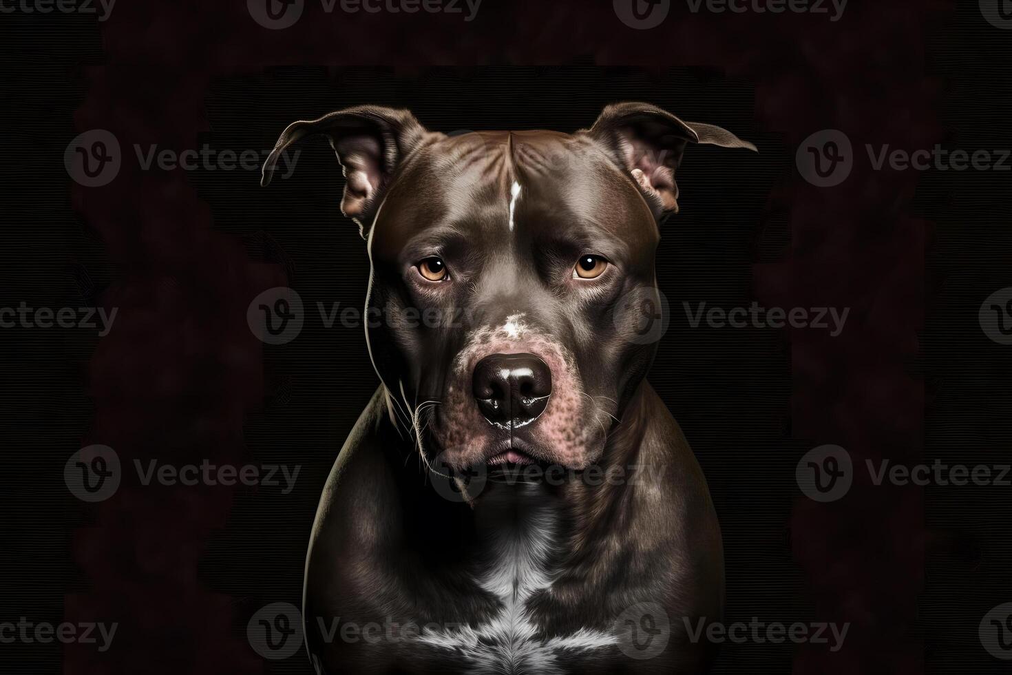 Pitbull dog portrait on black background. Neural network photo