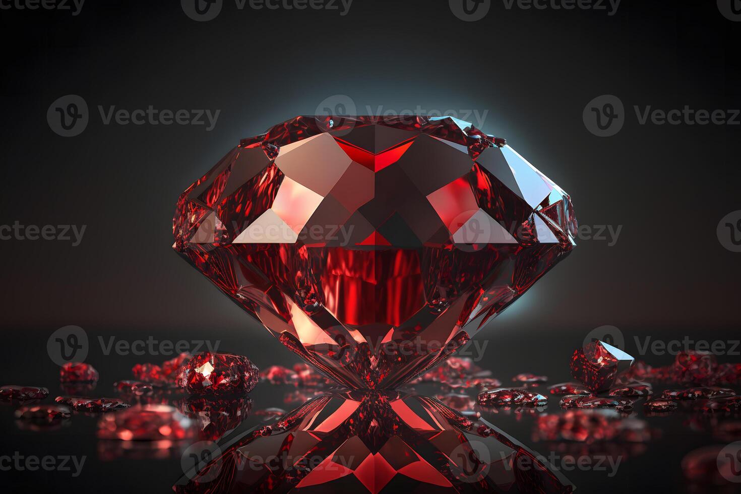 Ruby red on a dark background. Neural network photo