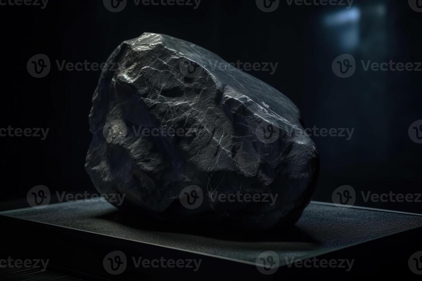 musgravita es un raro precioso natural geológico Roca en un negro antecedentes en bajo llave. ai generado. foto