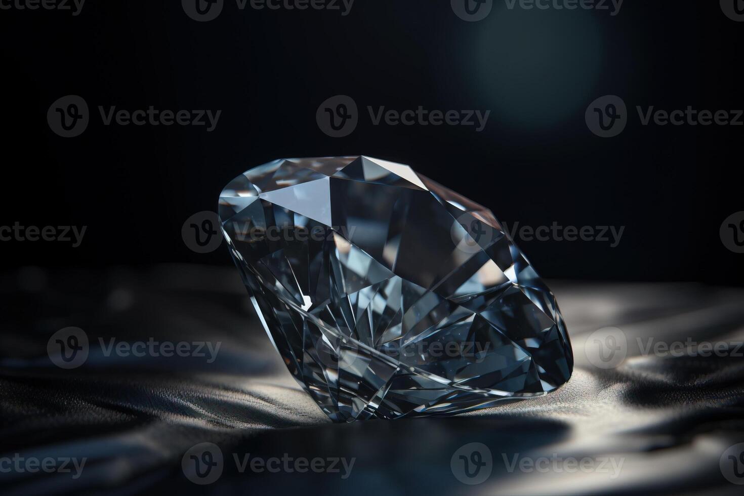 Diamond is a rare precious natural geological stone on a black background in low key. . photo