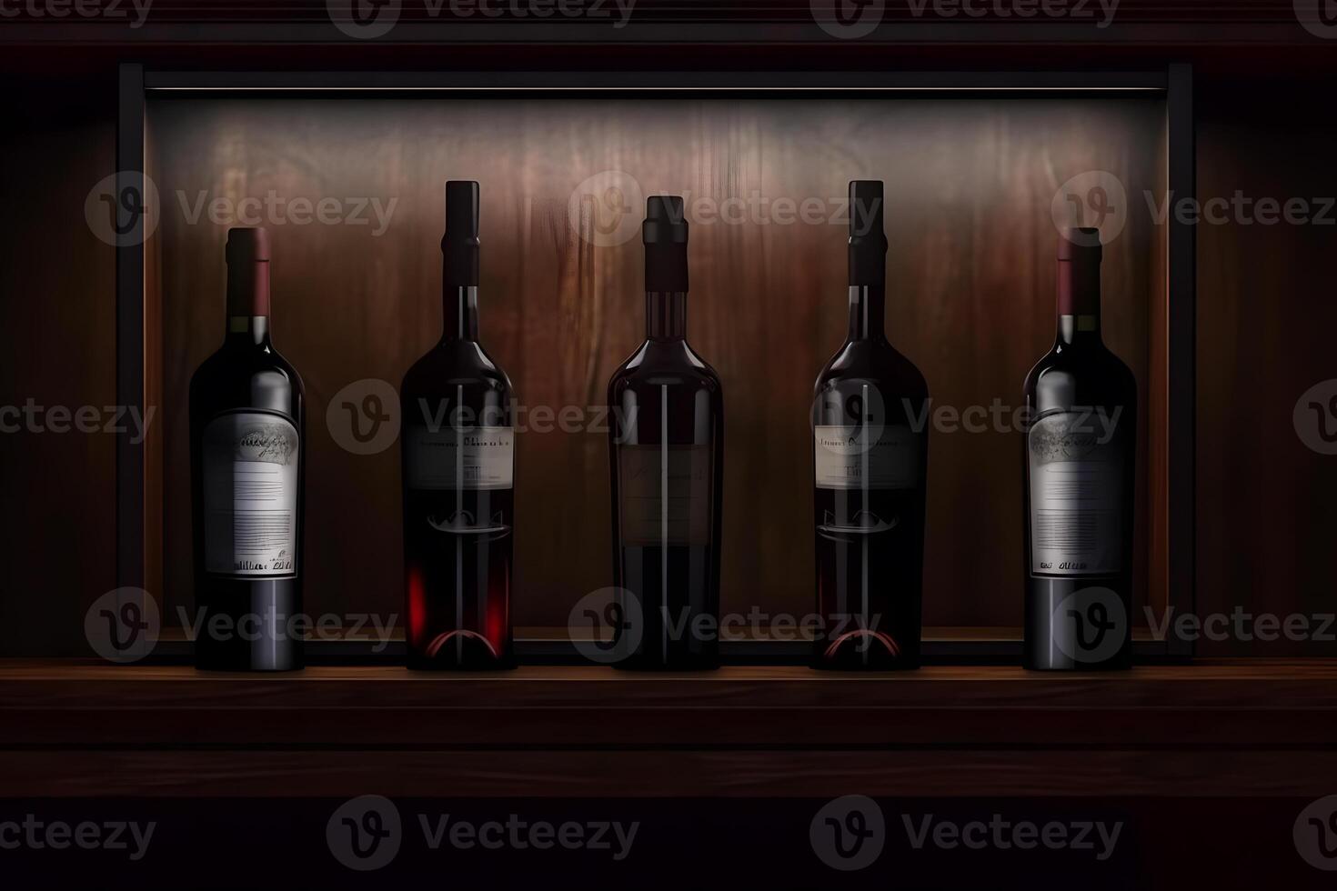 Collection of wines in the store of elite alcohol. Neural network photo