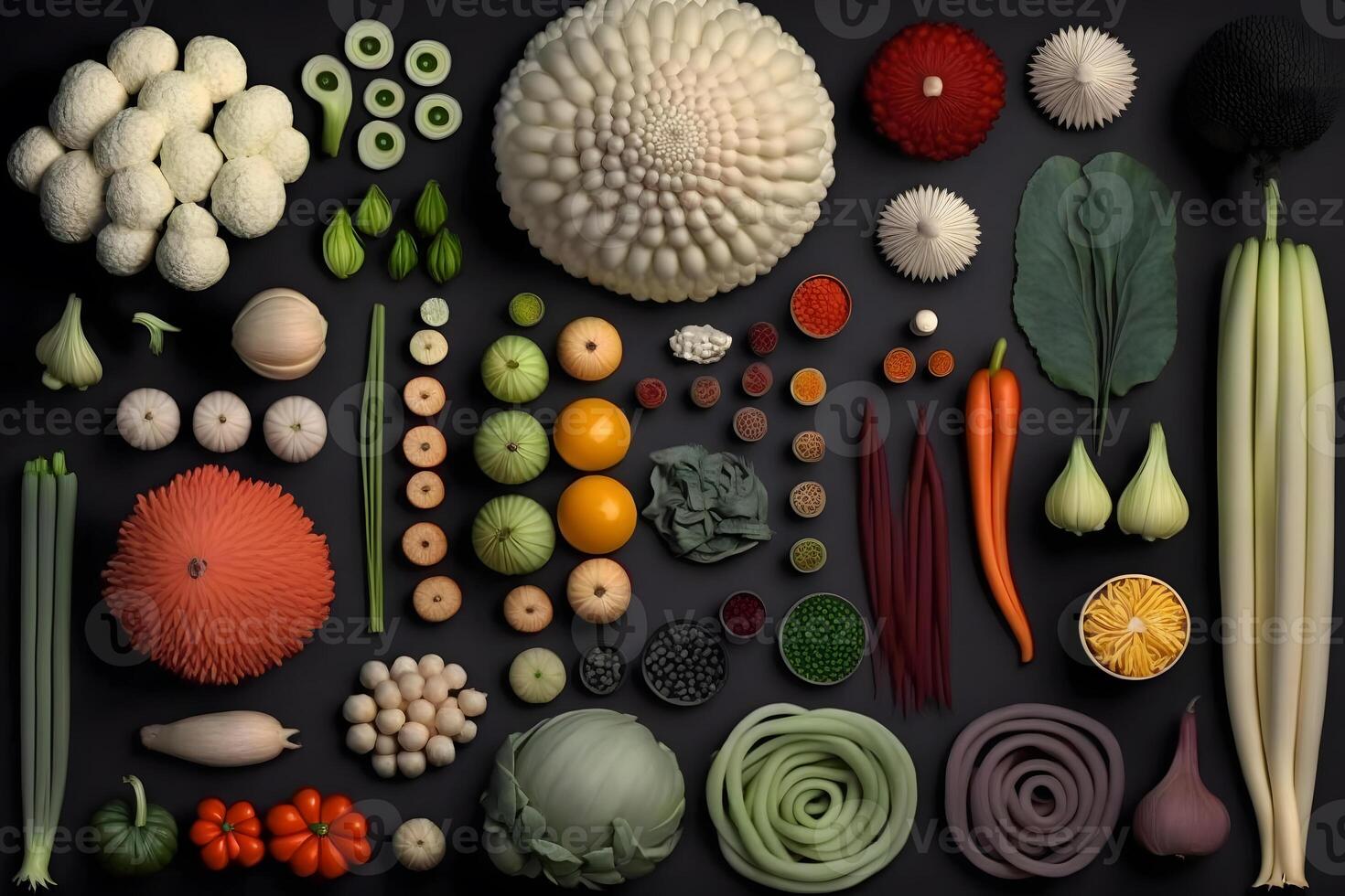 Vegetables different Flat lay. Food concept. Neural network photo