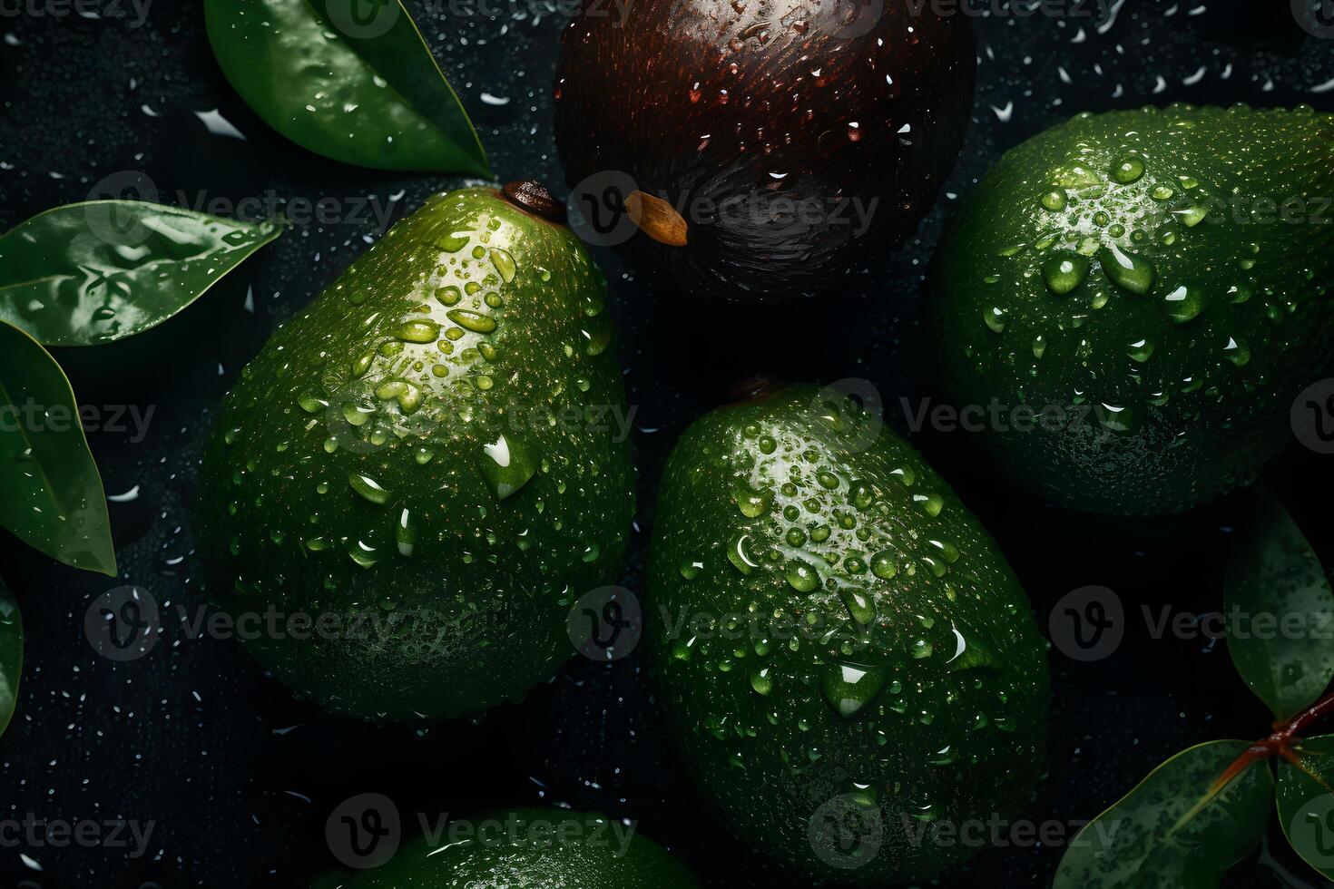 Fresh tropical avocado fruit close up good for background. Neural network photo