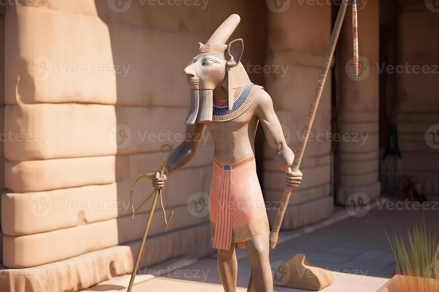 ancient egyptian pharaoh statue. Neural network photo