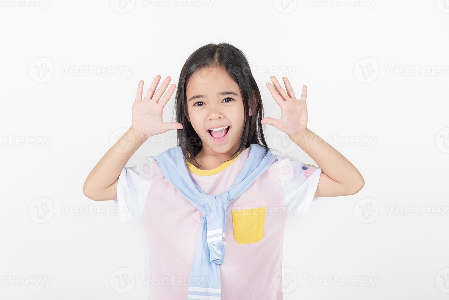 Image of Asian child posing on white  background photo