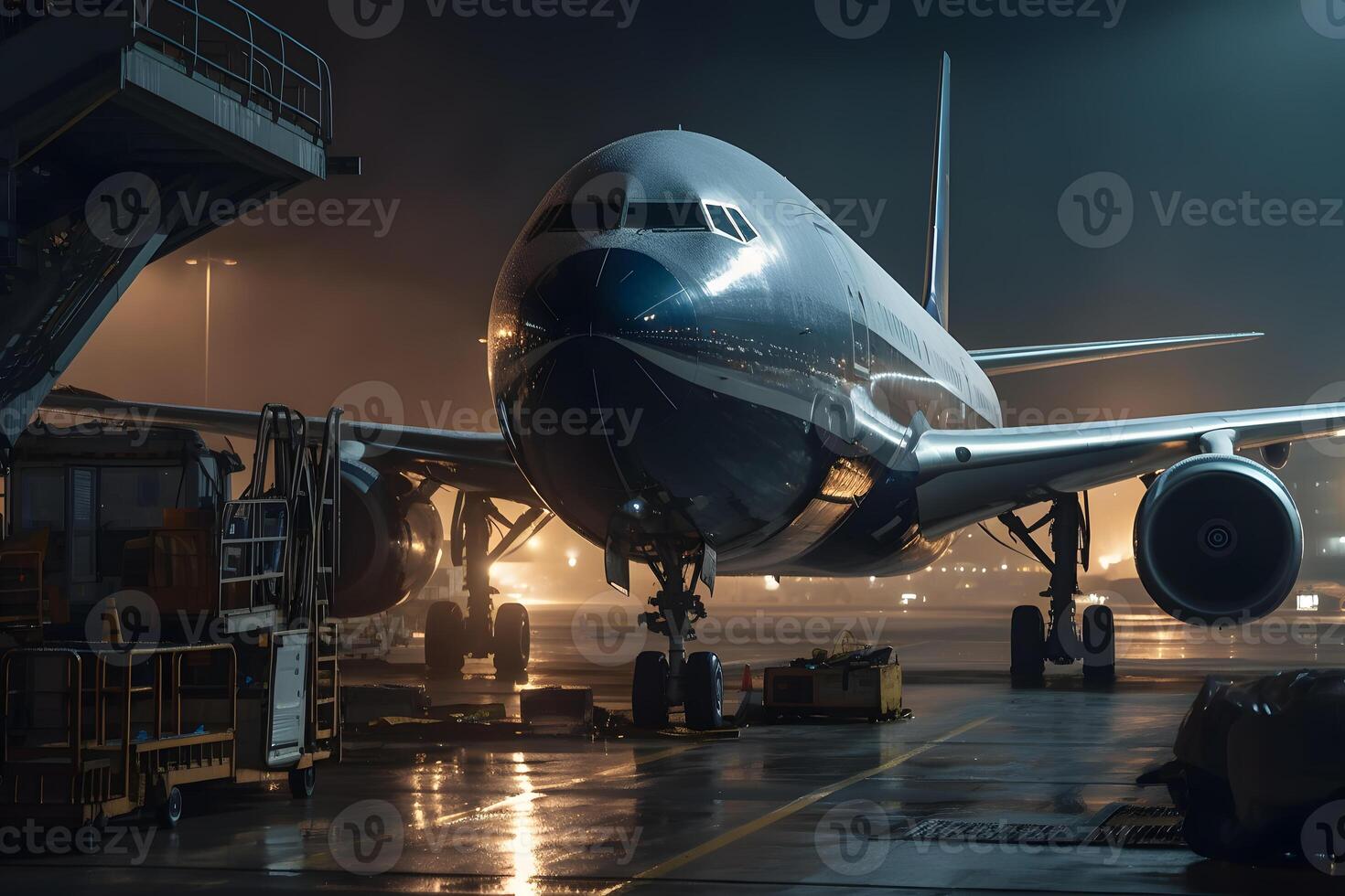 loading cargo outside cargo plane. Neural network photo