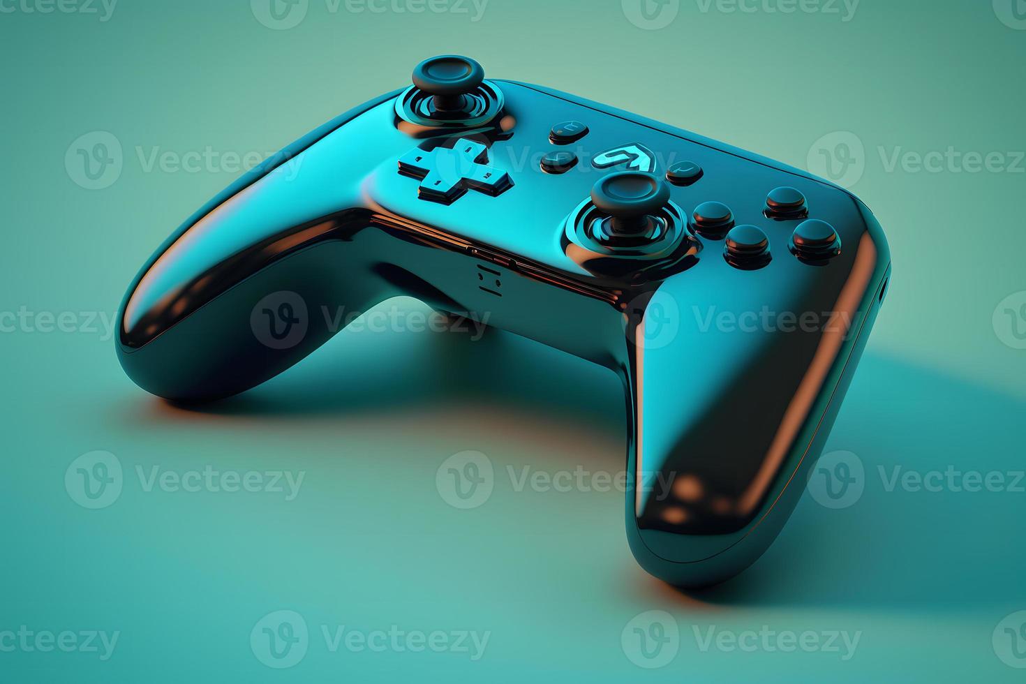 Console gaming controller with many buttons and glossy shiny body surface. Neural network generated art photo