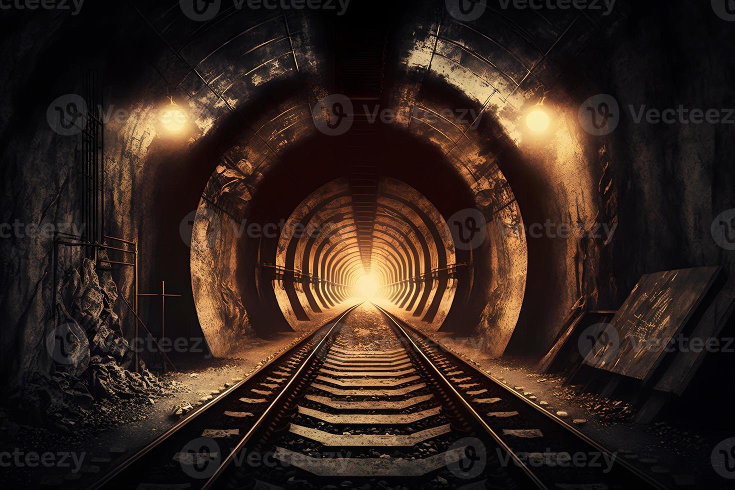 Underground subway tunnels in dirty obsolete condition. Neural network generated art photo