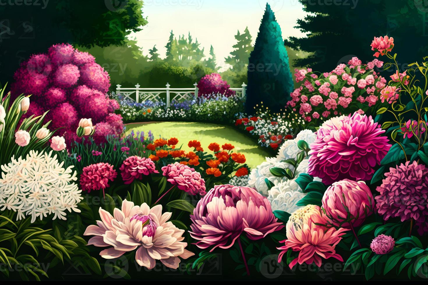 Beautiful flower magic garden. Neural network generated art photo