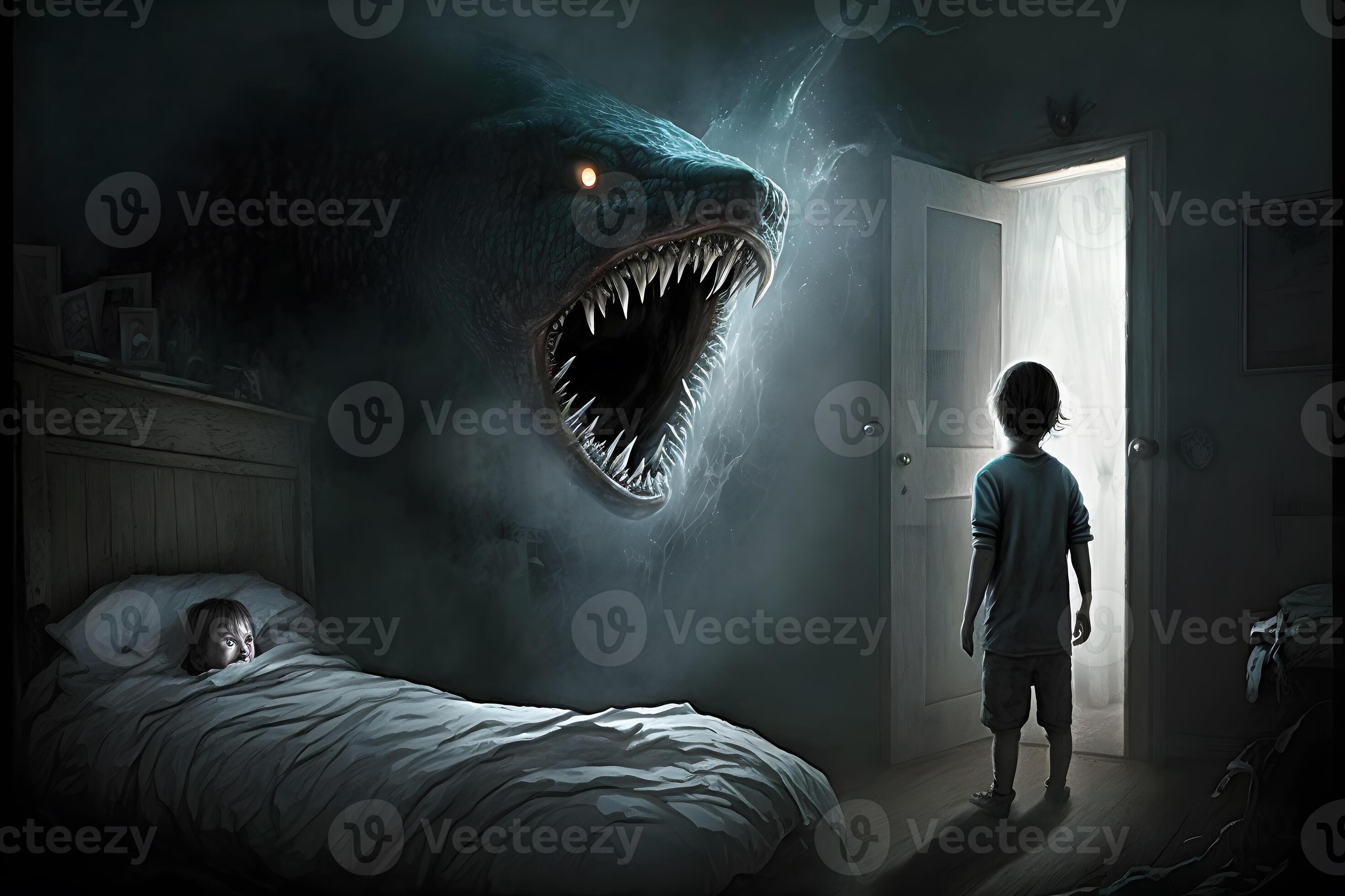 A nightmare with a monster in a child's room. Generative AI ilustração do  Stock