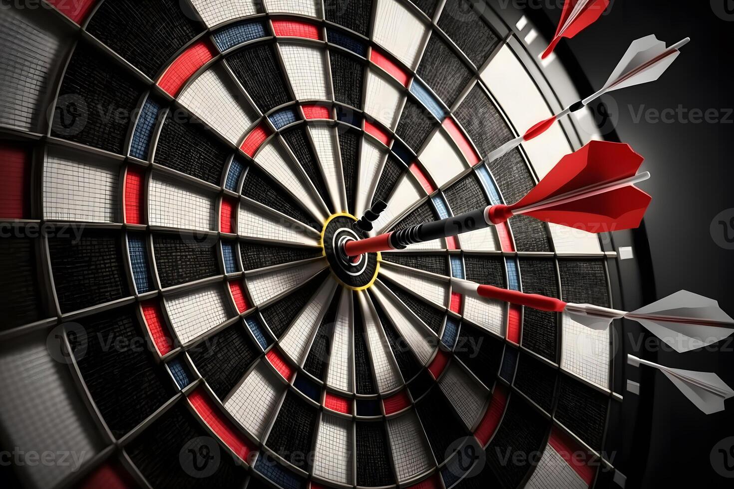 The darts isolated on black background. Neural network photo