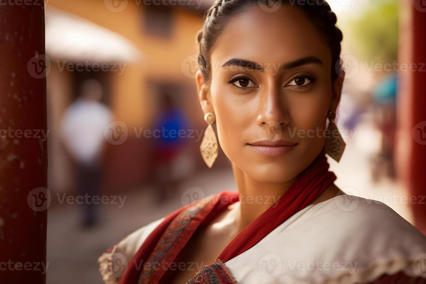 retrato de un Hispano mujer. neural red ai generado foto