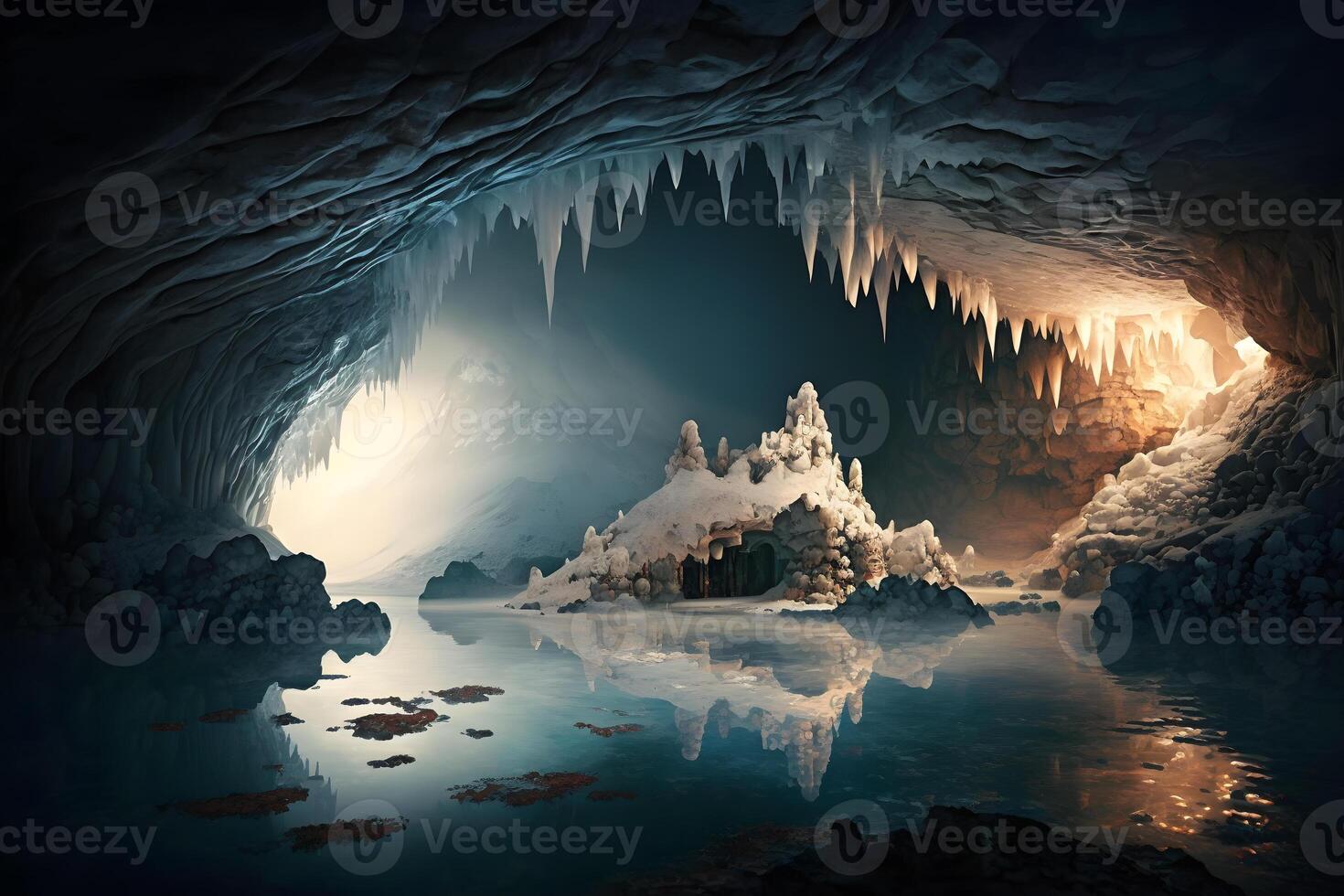 view inside the cave, beautiful scenery. Neural network photo