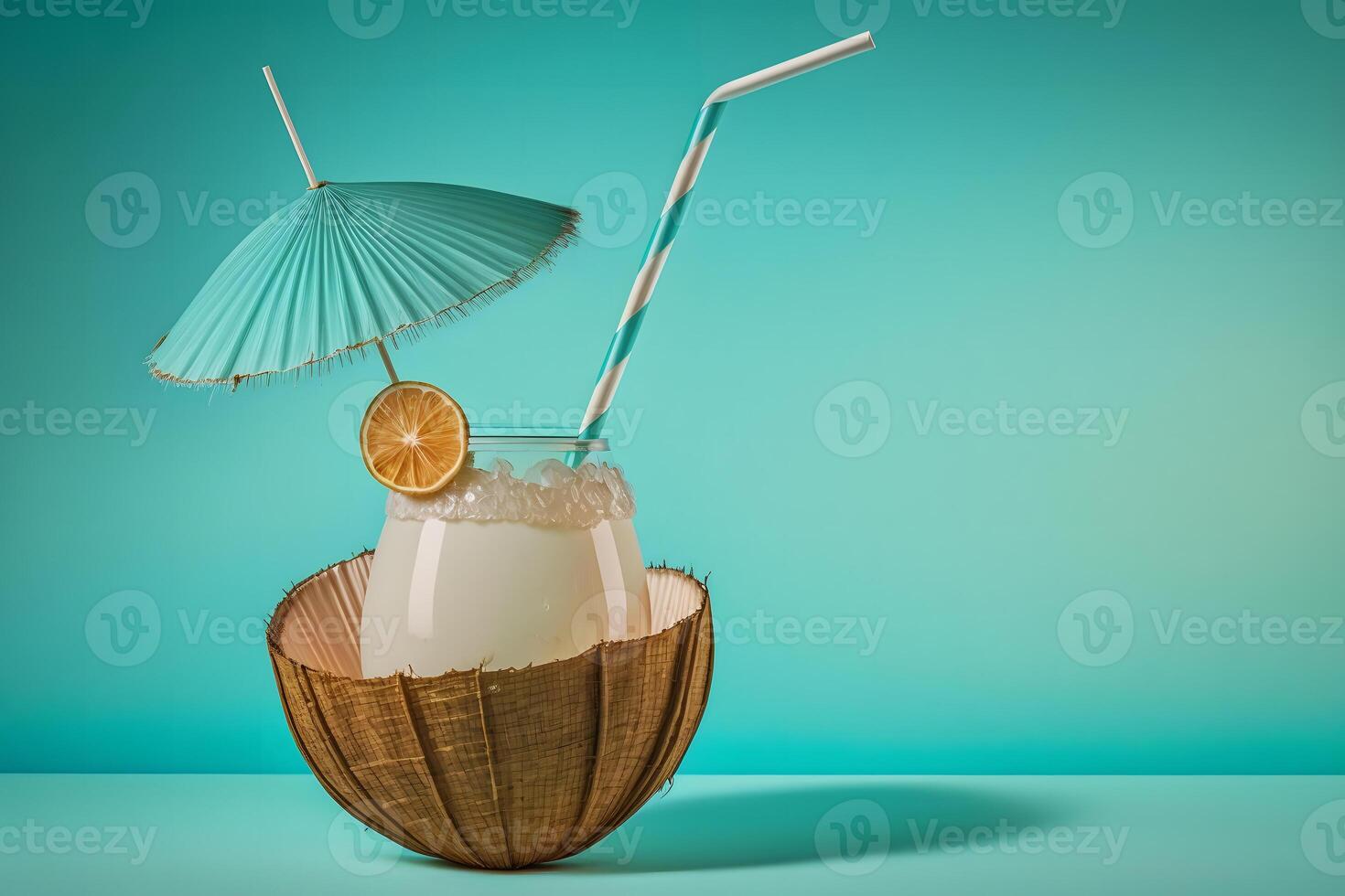 Pinacolada cocktail. Summer beach mood. Neural network photo