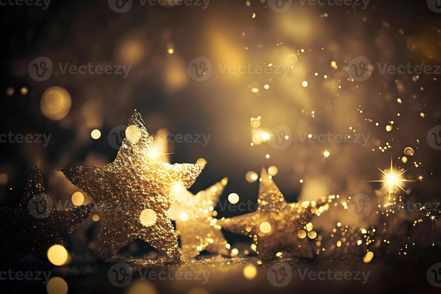 Abstract congratulatory luxury background with golden stars. Neural network photo