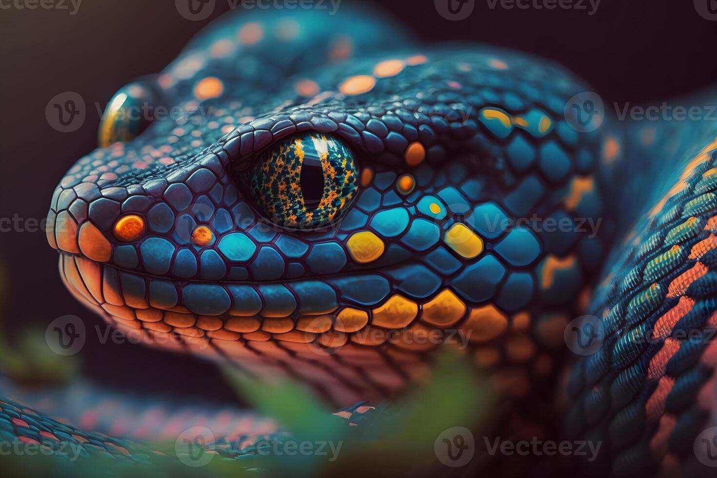 beautiful colorful snake, brazilian rainbow boa. Neural network photo