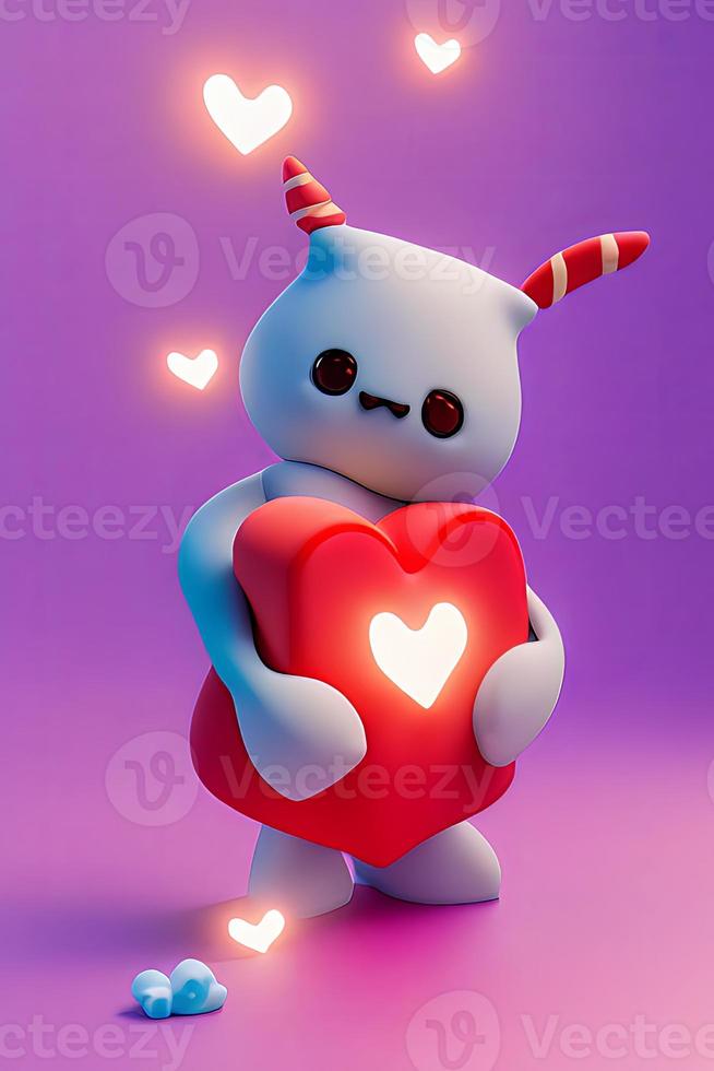 Lamps with glowing hearts, Background for valentine love with Character Cartoon photo