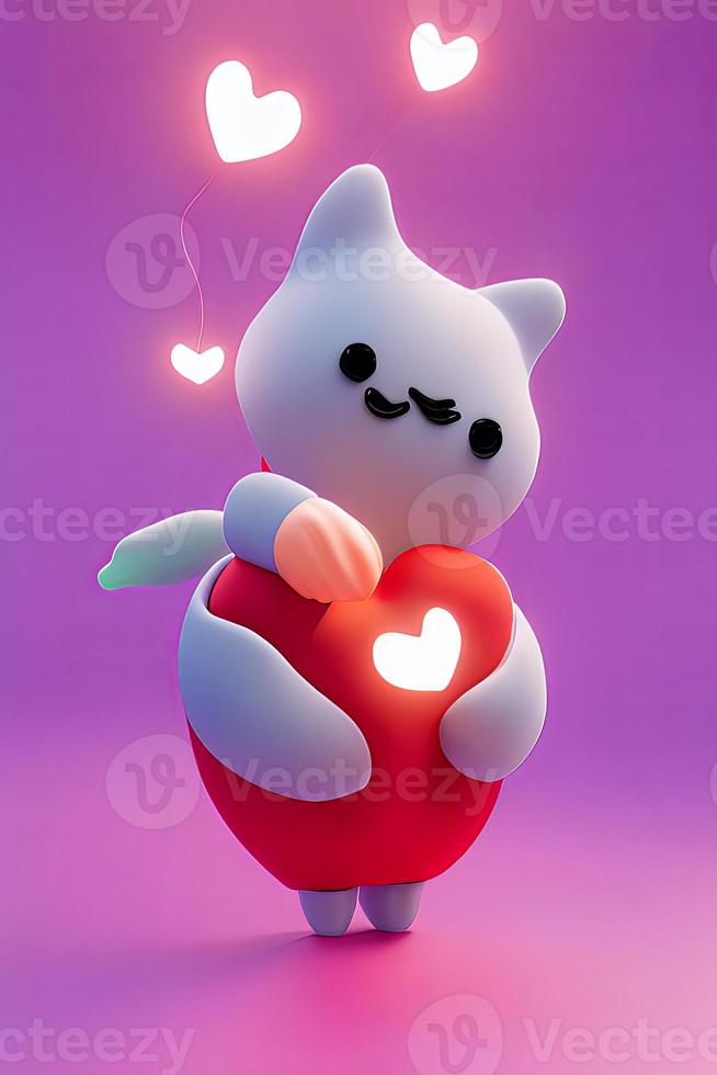 Lamps with glowing hearts, Background for valentine love with Character Cartoon photo