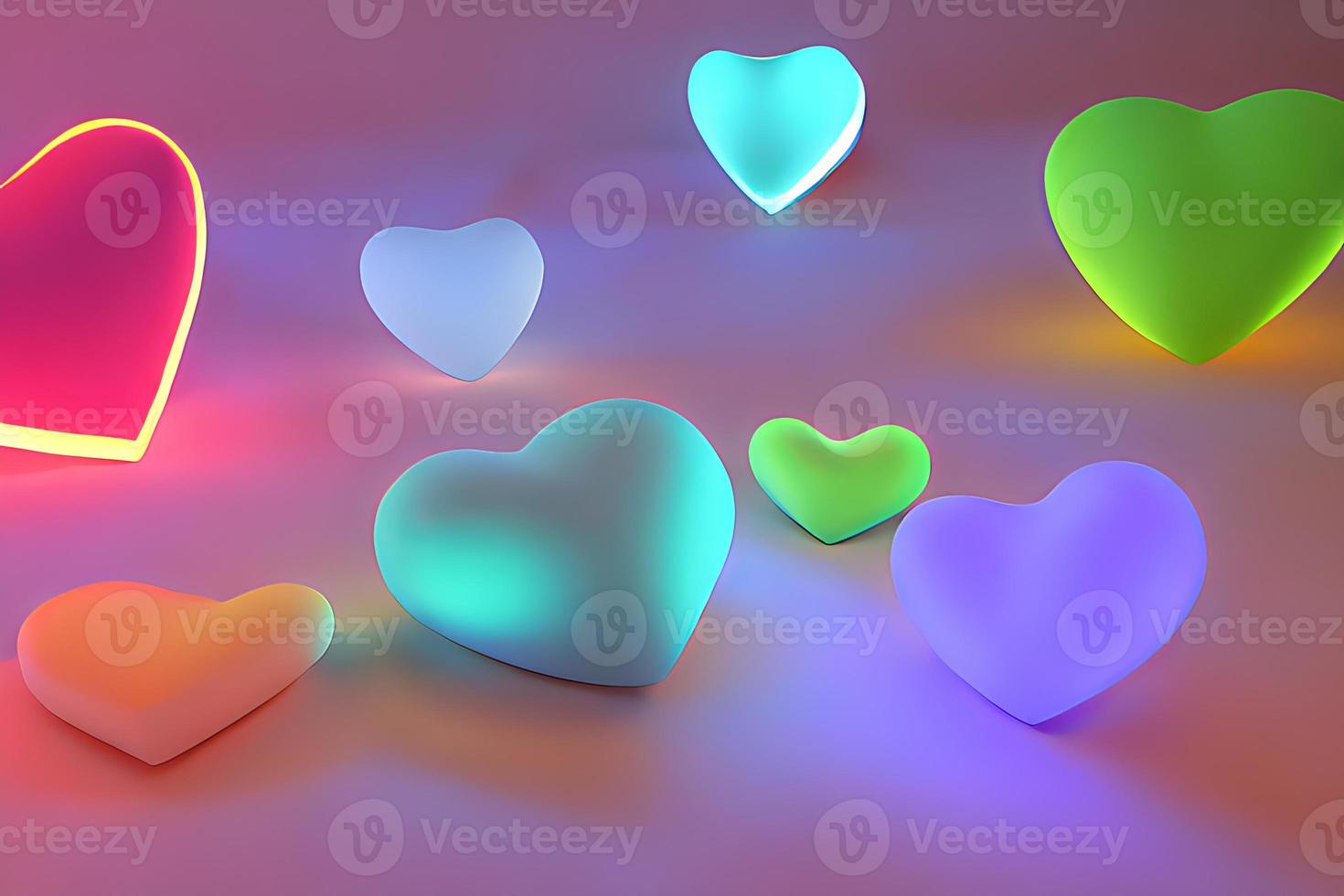 Lamps with glowing hearts, Background for valentine love with Character Cartoon photo