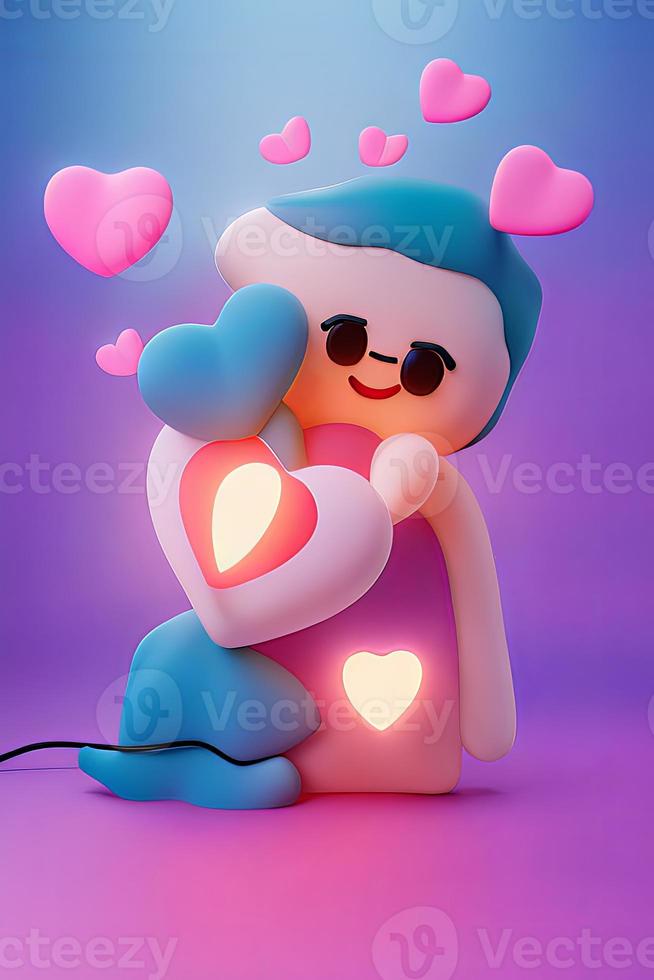 Lamps with glowing hearts, Background for valentine love with Character Cartoon photo