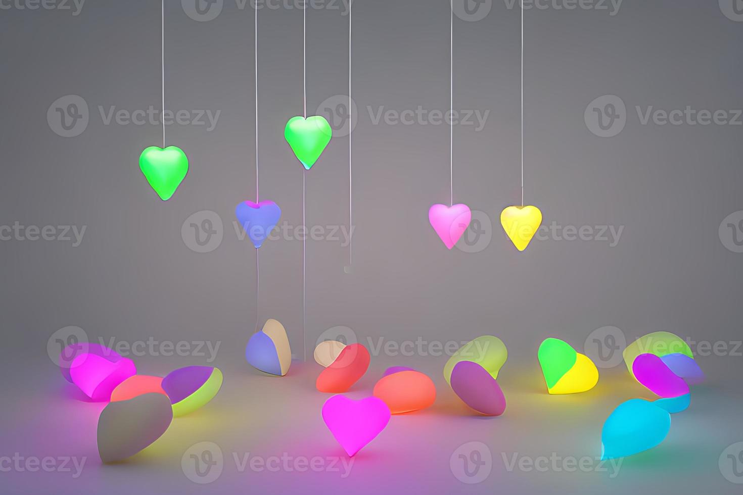 Lamps with glowing hearts, Background for valentine love photo