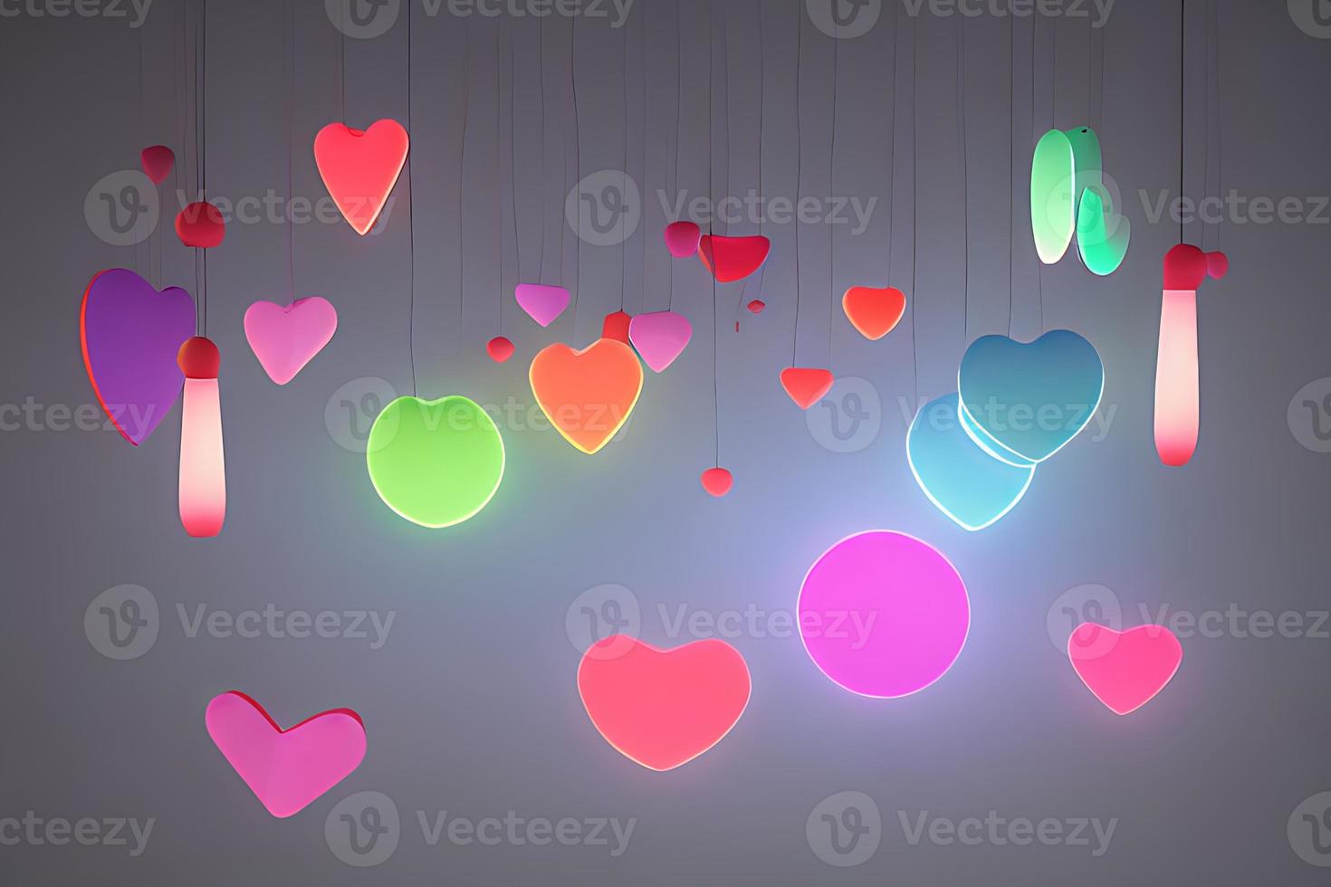 Lamps with glowing hearts, Background for valentine love with Character Cartoon photo