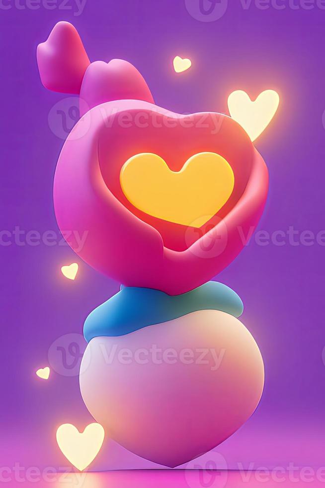 Lamps with glowing hearts, Background for valentine love with Character Cartoon photo