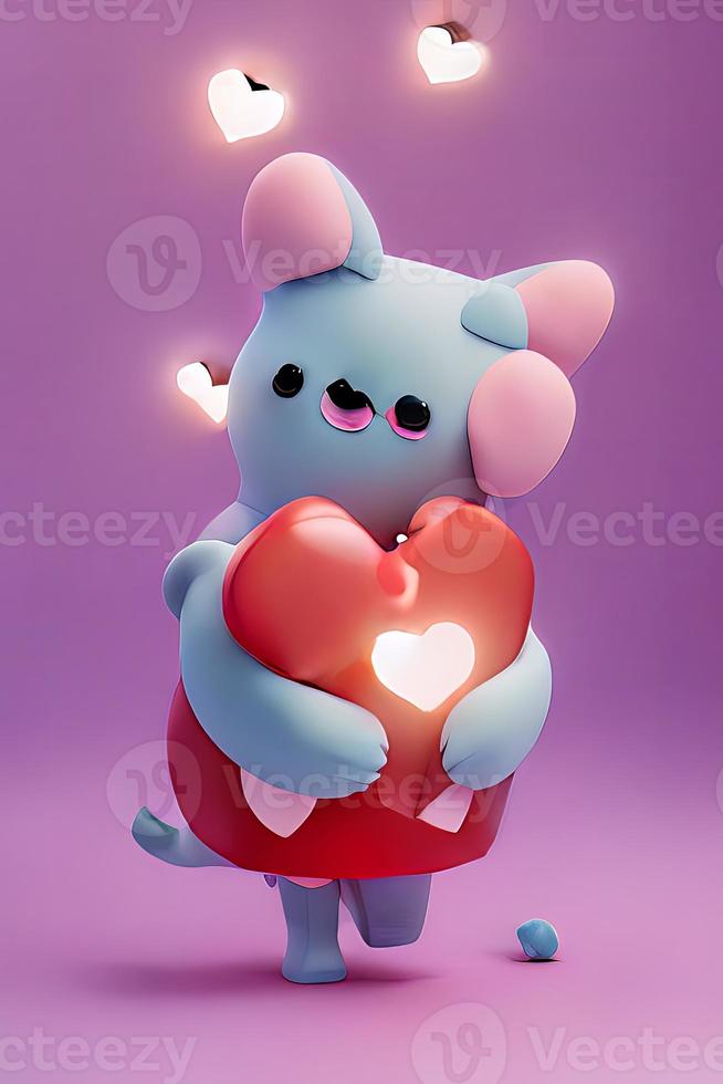 Lamps with glowing hearts, Background for valentine love with Character Cartoon photo