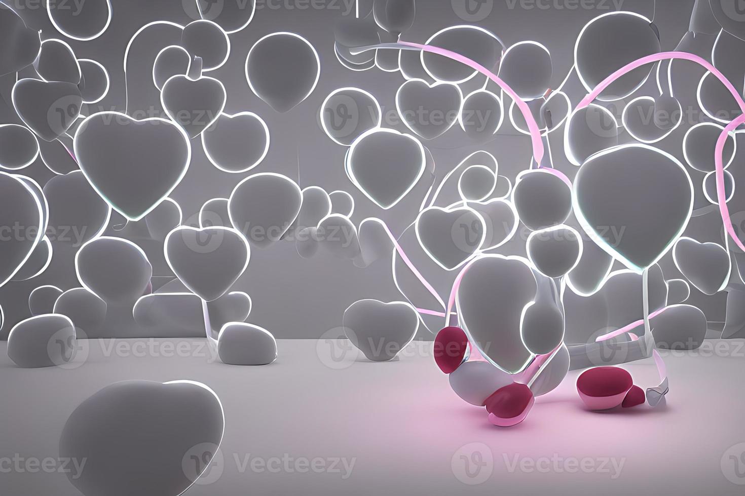 Lamps with glowing hearts, Background for valentine love with Character Cartoon photo